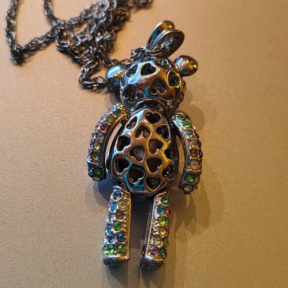 Swarovski Crystals J. Nina Necklace Teddy Bear Articulated Pastels Pink - Picture 8 of 9